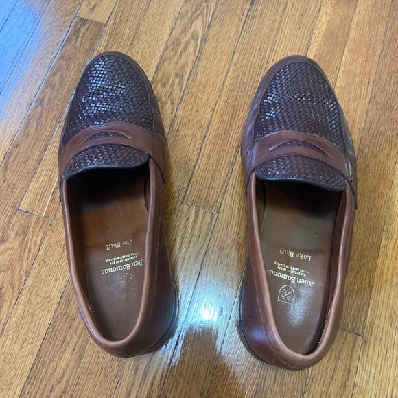 ALLEN EDMONDS Lake Bluff Oxford Weave Brown Leather Dress Shoes - Men\'s 9 / EEE main image 8
